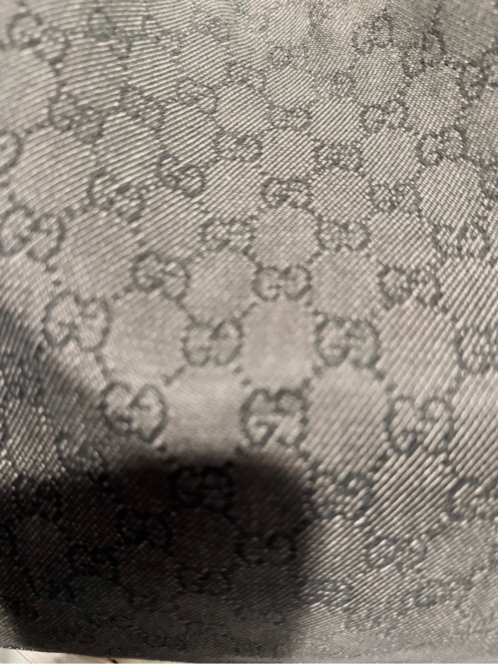 Gucci Black Monogram Hobo Bag with Leather Trim
